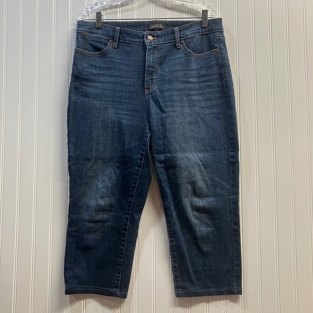 Talbots Flawless Five-Pocket Dark Wash Crop Jeans Womens 12 High Rise Straight